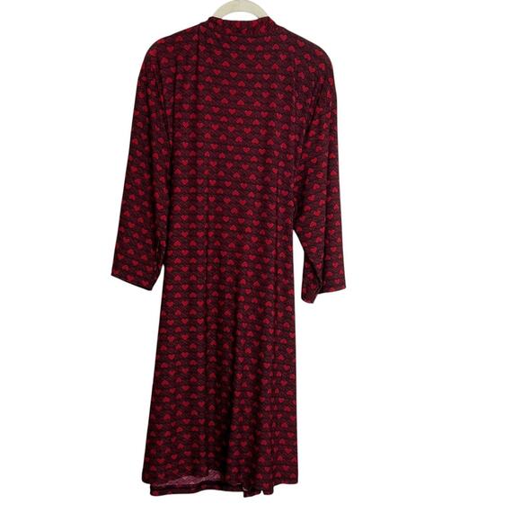 René Rofé Sleepwear Womens Robe 1X Red Black Heart Print Belted 3/4 Sleeve - Picture 5 of 7